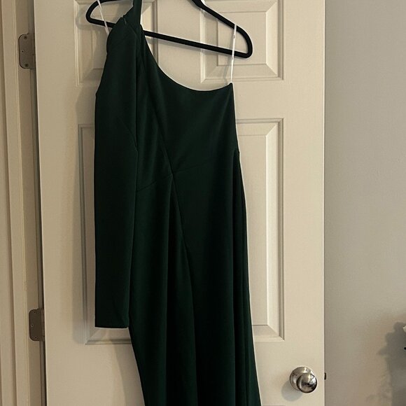 BNWT Lulus Keep It Interesting Emerald Cutout One-shoulder Maxi Dress - Size XL - Picture 4 of 5